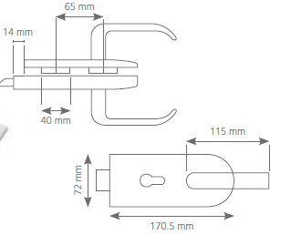 Cam Kapı Kilid Kollu (Zamak) Cam - Cam