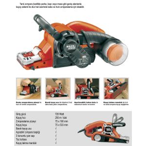 Black+Decker KA88 Tank Zımpara 720  Watt