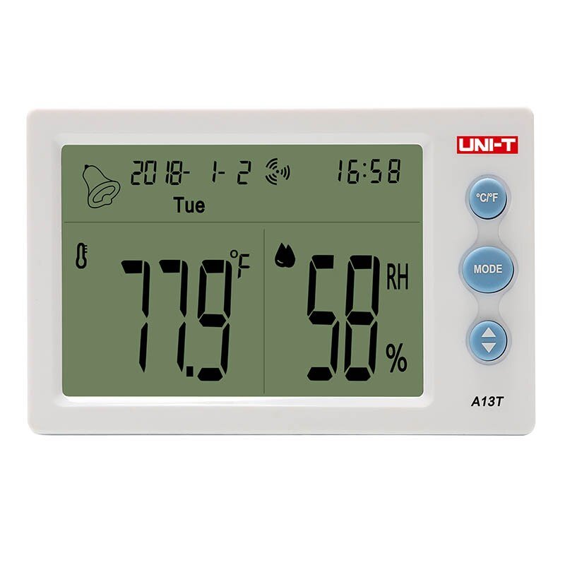 UNI-T A13T Dijital Saatli Sıcaklık ve Nem Ölçer Termometre