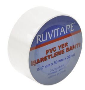 RUVITAPE Pvc Yer İşaretleme Bandı Beyaz 50 mm x 30 m