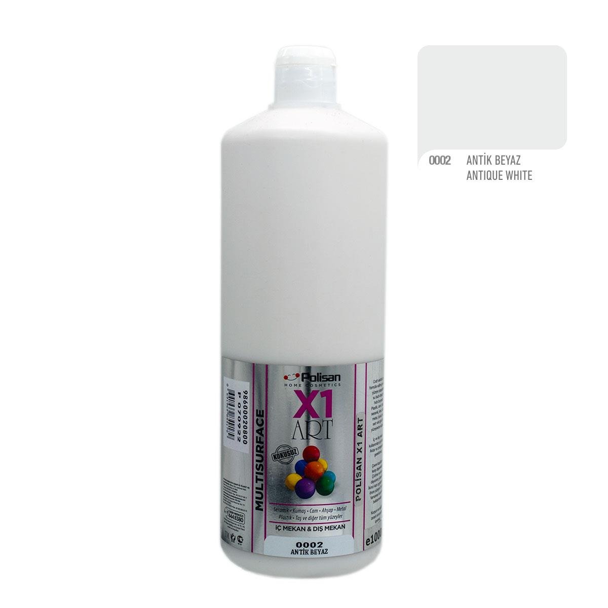 Polisan X1ART Multisurface Hobi Boyası 1000ml - 0002 Antik Beyaz