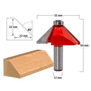 Titi 5522 Rulmanlı 45° Pah Kenar Freze Bıçağı Sap 12 mm