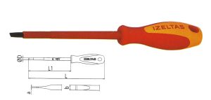 İZELTAŞ 1000V İzoleli Elektrikçi Düz Uçlu Tornavida 2,5x75 mm VDE