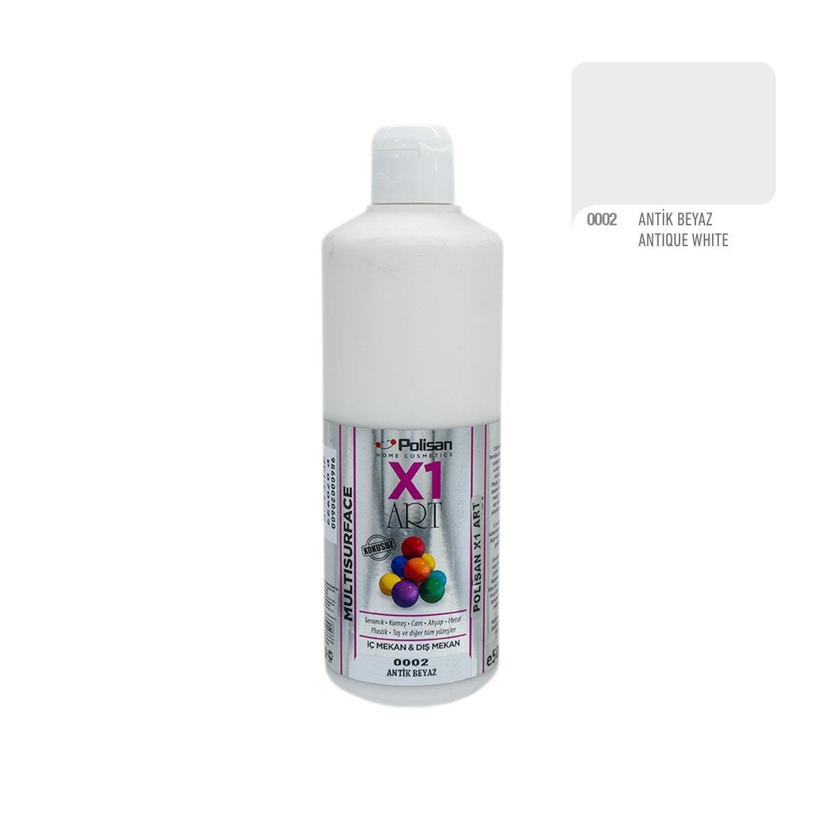 Polisan X1ART Multisurface Hobi Boyası 500ml - 0002 Antik Beyaz