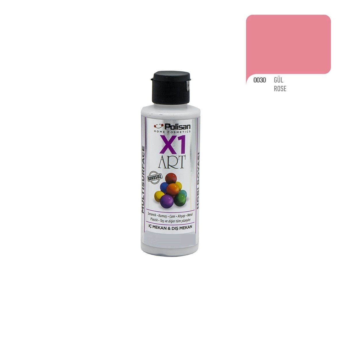 Polisan X1ART Multisurface Hobi Boyası 120ml - 0030 Gül