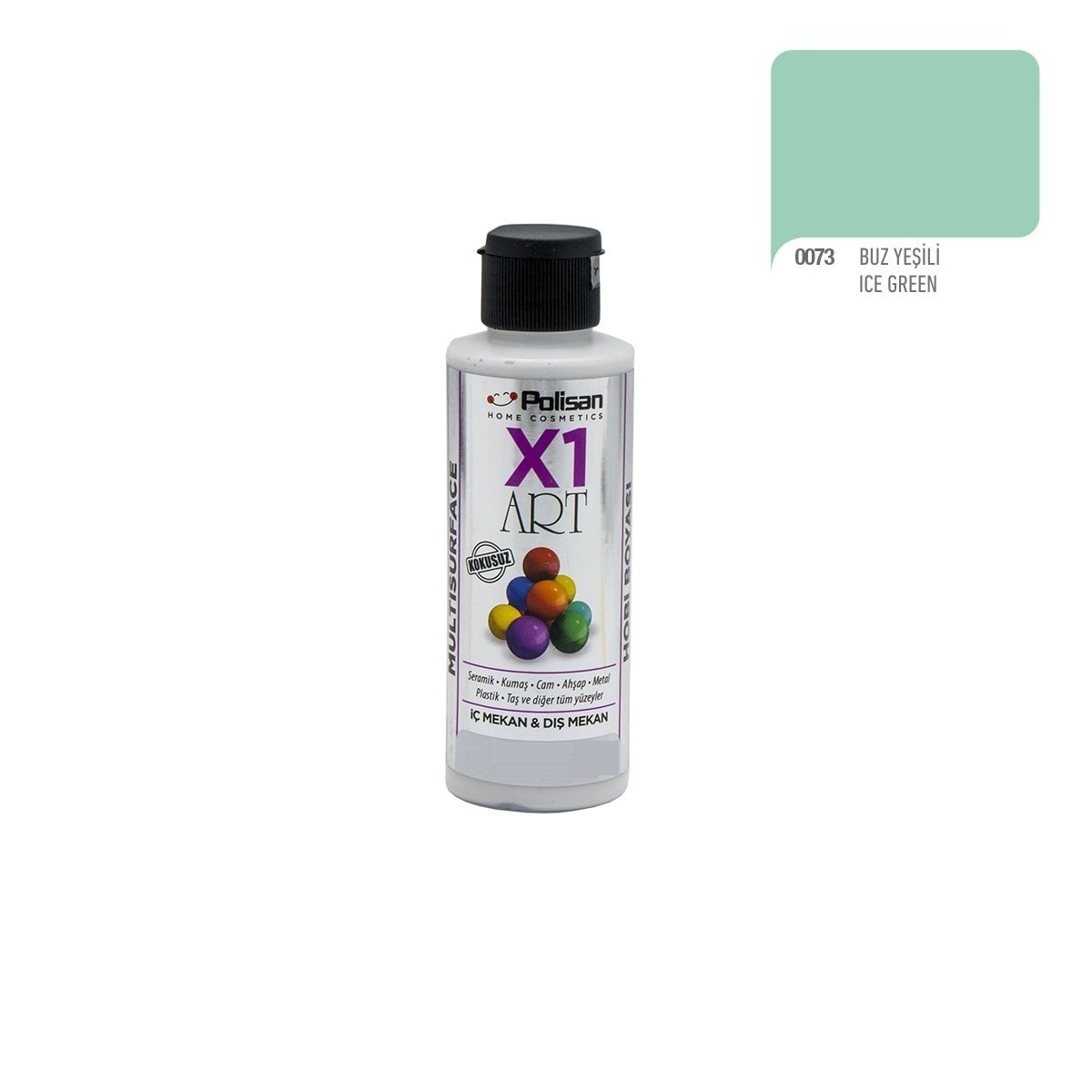 Polisan X1ART Multisurface Hobi Boyası 120ml - 0073 Buz Yeşili