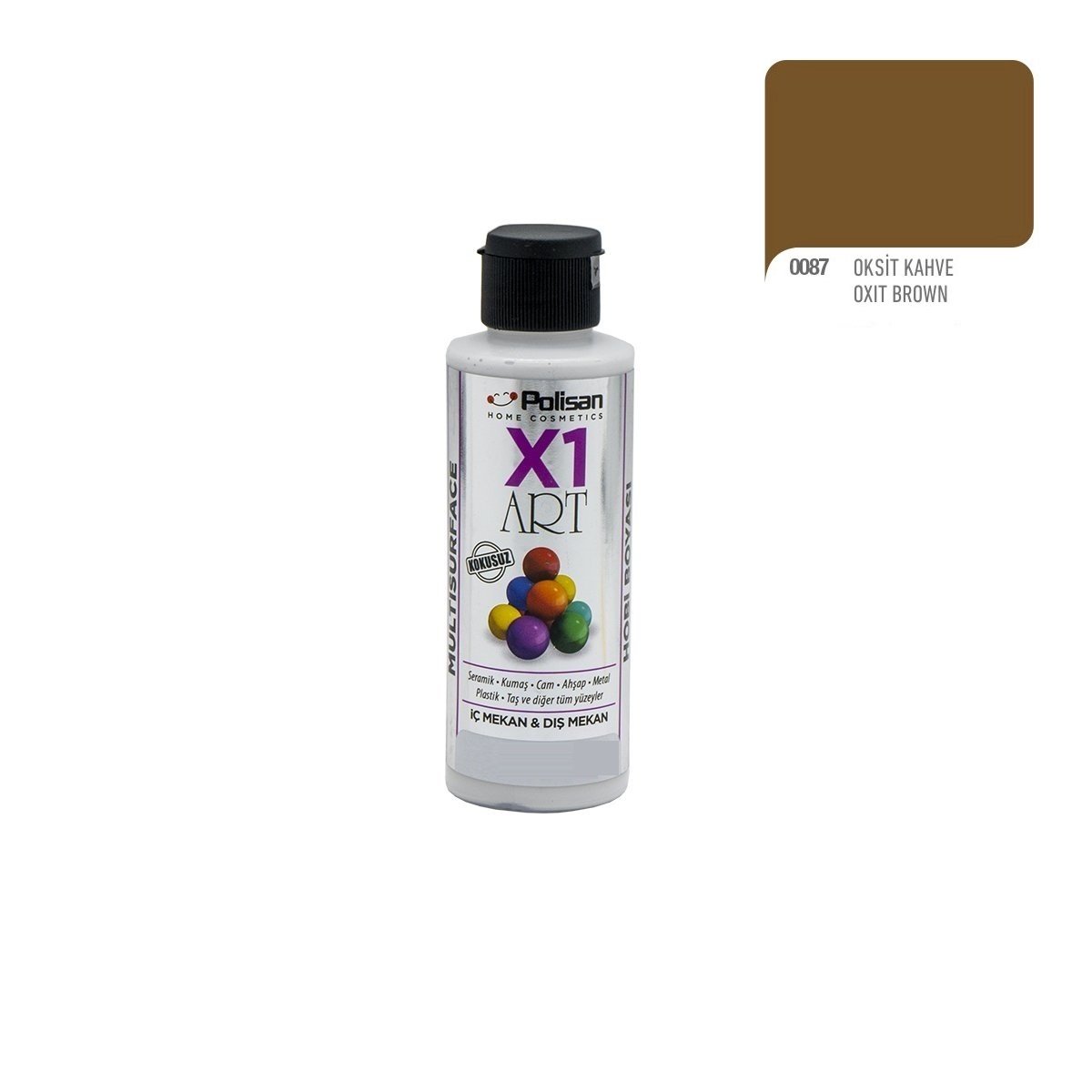 Polisan X1ART Multisurface Hobi Boyası 120ml - 0087 Oksit Kahve