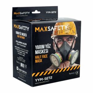MaxSafety YYM-SET2 Yarım Yüz Solunum Maskesi Çift Filtreli Hazır Set