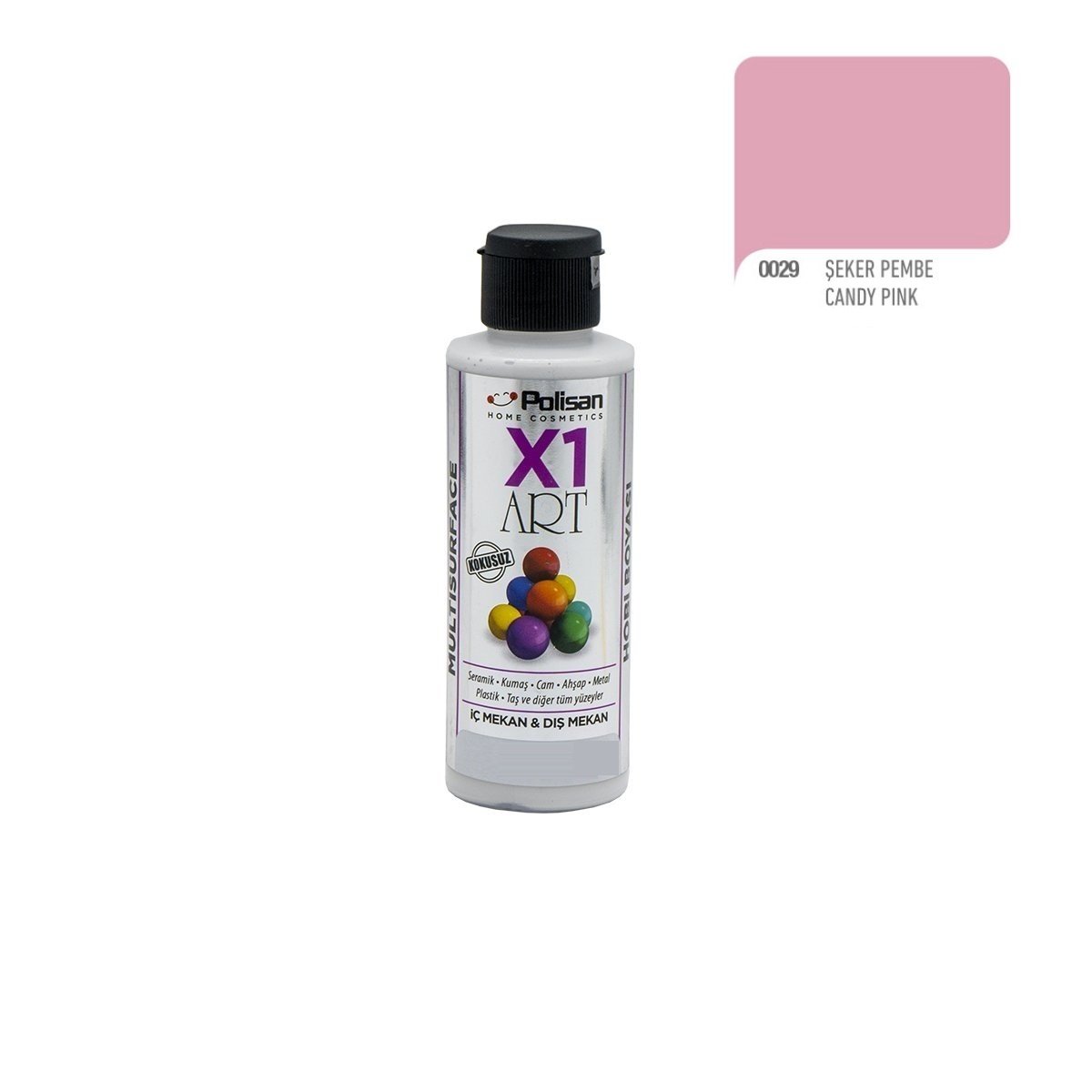 Polisan X1ART Multisurface Hobi Boyası 120ml - 0029 Şeker Pembe