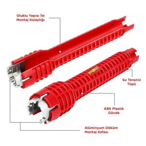 6116 Çok Fonksiyonlu Musluk Lavaba Batarya Montaj Anahtarı (5in1)