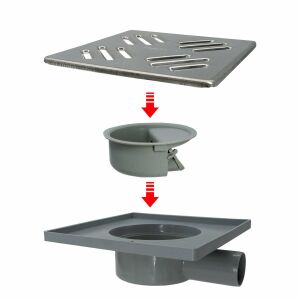 Mesa Teknik 15x15 Yandan 32mm Çıkışlı Koku Önleyicili Yer Süzgeci