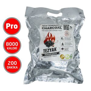 Tezyak Pro Tek Kibritle Yanan Mangal Kömürü 200dk (2Kg Paket)