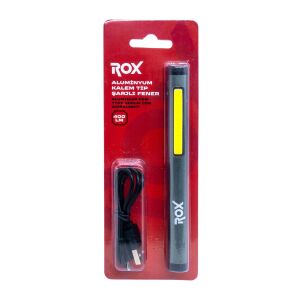 Rox 0231 Alüminyum Kalem Tip Mıknatıslı Şarjlı Fener 400 Lümen