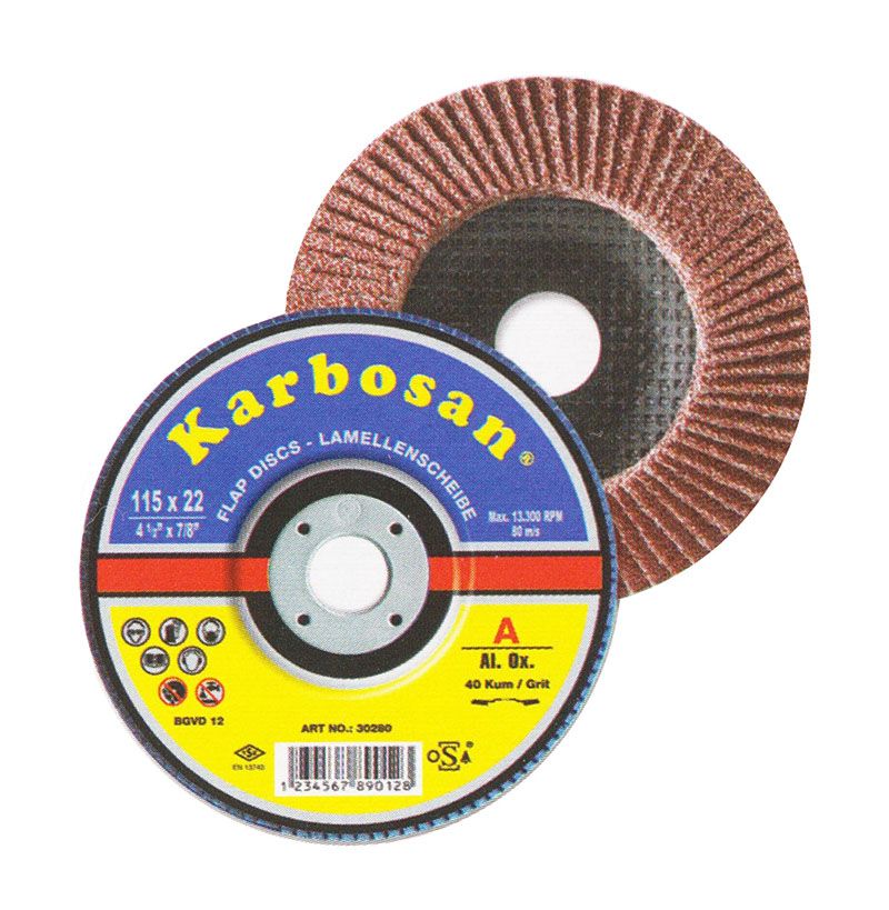 KARBOSAN 115 x 22 Alüminyumoksit Flap Disk 40 Kum