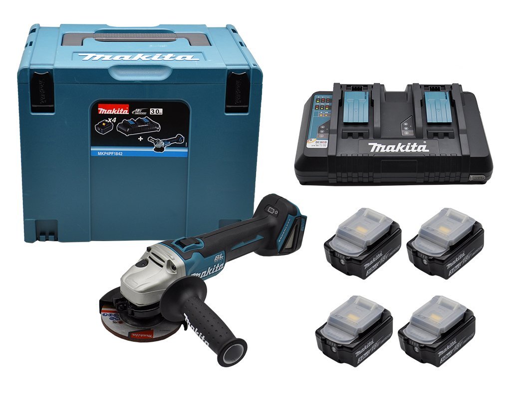 Makita MKP4PF1842 18V 3Ah Li-ion Akülü DGA454 Avuç Taşlama 115mm 4 Akülü