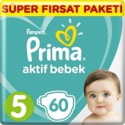 Prima Bebek Bezi Aktif Bebek 5 Beden Junior Süper Fırsat Paketi 60 Adet