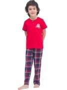 RolyPoly Ekoseli Erkek Çocuk Pijama Takımı - Kırmızı