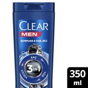 Clear Men 3in1 Şampuan & Duş Jeli Arındırıcı Kömür Saç Yüz Vücut İçin 350 ml