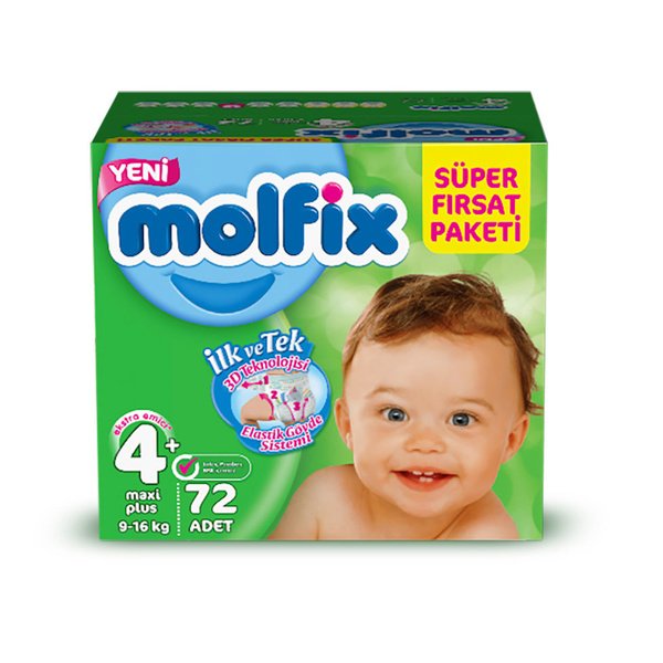 Molfix Bebek Bezi 4+ Beden Maxi Plus Süper Fırsat Paketi 72