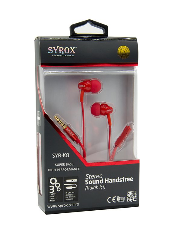 Syrox SYR-K8 Renkli Lüx Mikrofonlu Kulaklık - Kırmızı