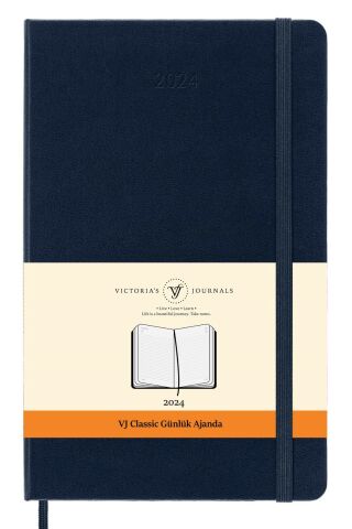 Victoria's Journals Classic 2024 Sert Kapak Günlük Ajanda 9x14 Lacivert 123-9170