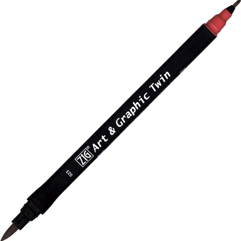 Zig Art & Graphic Twin Brush Pen Çift Uçlu Çizim Kalemi Wine Red TUT-80 023