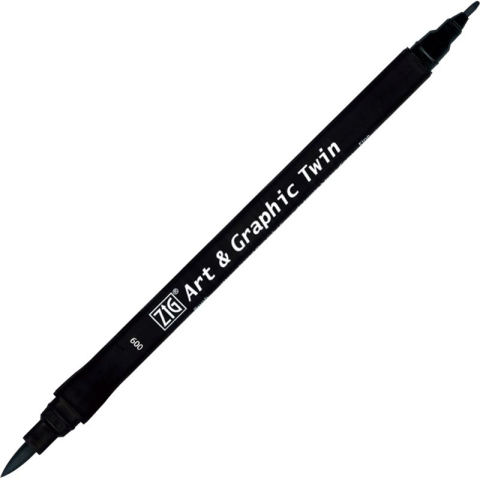 Zig Art & Graphic Twin Brush Pen Çift Uçlu Çizim Kalemi Black TUT-80 009