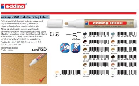 Edding 8900 Mobilya Rötuş Kalemi Siyah