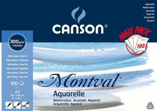 Canson Montval A3 Suluboya Blok 300gr. 100'lü