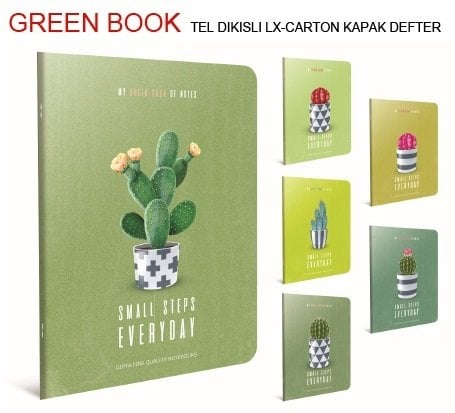 Green Book A4 Karton Kapak Defter 60YP Kareli