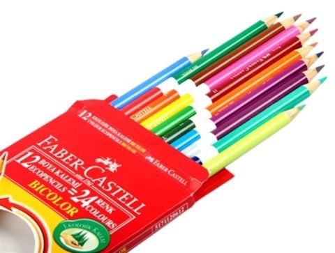 Faber-Castell Bicolor Kuru Boya Kalemi 12'li 24 Renk