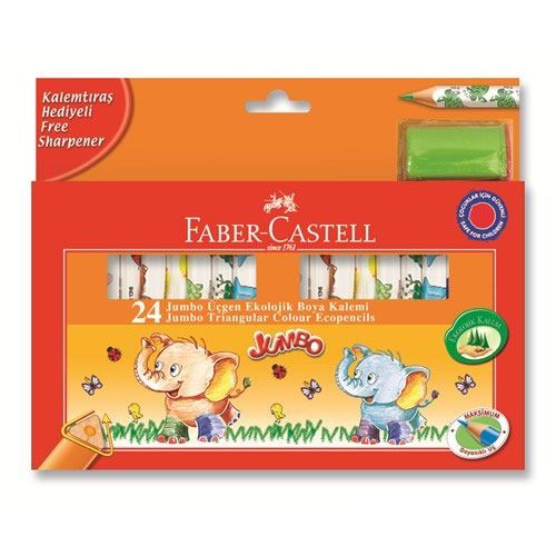 Faber-Castell Jumbo Üçgen Ekolojik Kuru Boya Kalemi 24 Renk