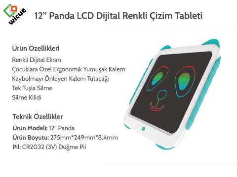 Xiaomi Wicue 12” Panda LCD Dijital Renkli Çizim Tableti