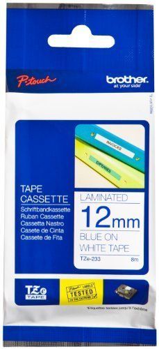 Brother TZ-Tape 12 mm Beyaz Üzerine Mavi Etiket 12TZE233
