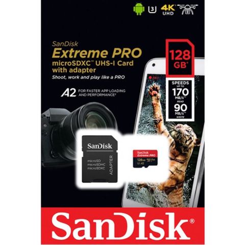 Sandisk Extreme PRO 128GB MicroSDXC UHS-1 A2 170MB/s SDSQXCY-128G-GN6MA