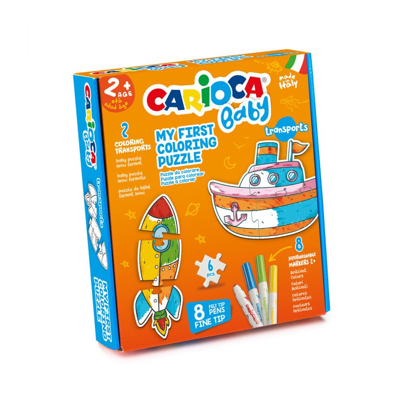 Carioca Boyanabilir Bebek Puzzle Taşıtlar Serisi+8 Adet Keçeli Kalem