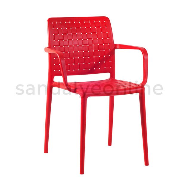 Fame Kolçaklı Yemekhane Sandalyesi Kırmızı