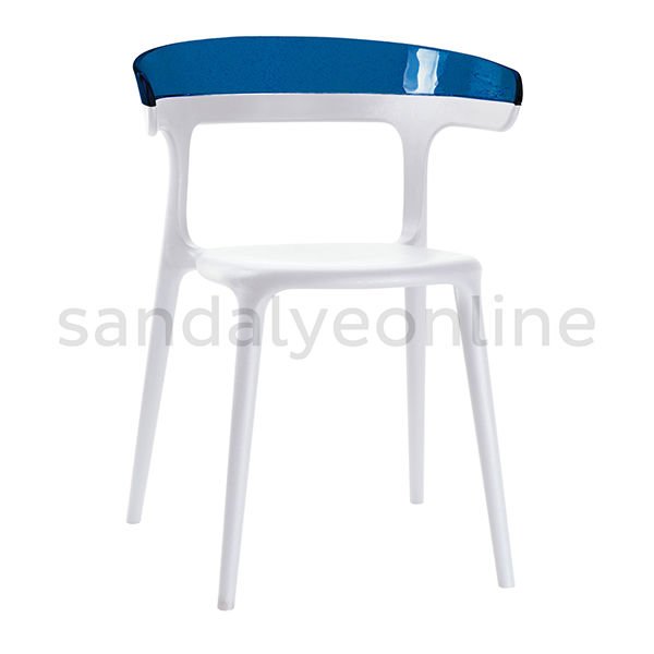 Pidri Plastik Yemekhane Sandalyesi Beyaz-Mavi