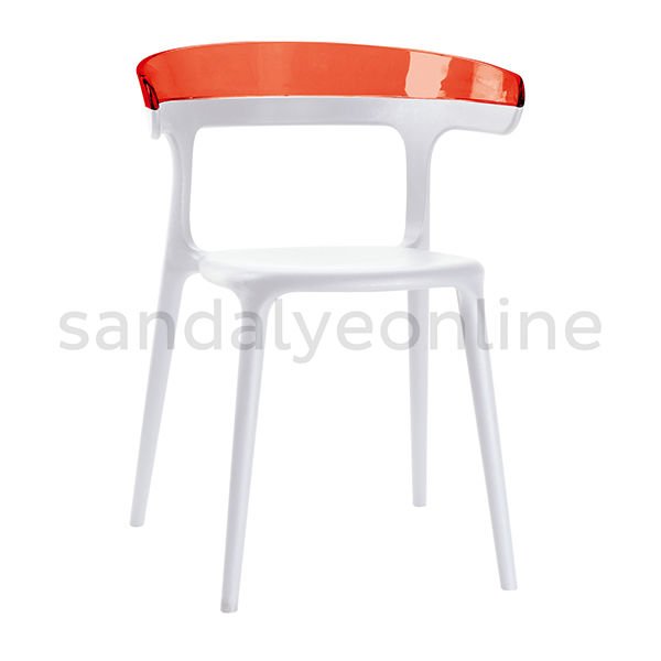 Pidri Plastik Yemekhane Sandalyesi Beyaz-Turuncu