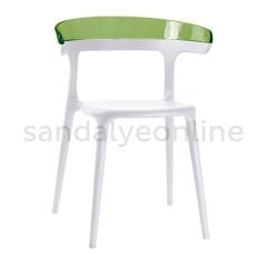 Pidri Plastik Yemekhane Sandalyesi Beyaz-Yeşil