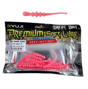 Ryuji Tipsy Worm 5.8cm LRF Silikon Yem (12 Adet) Pink Glow