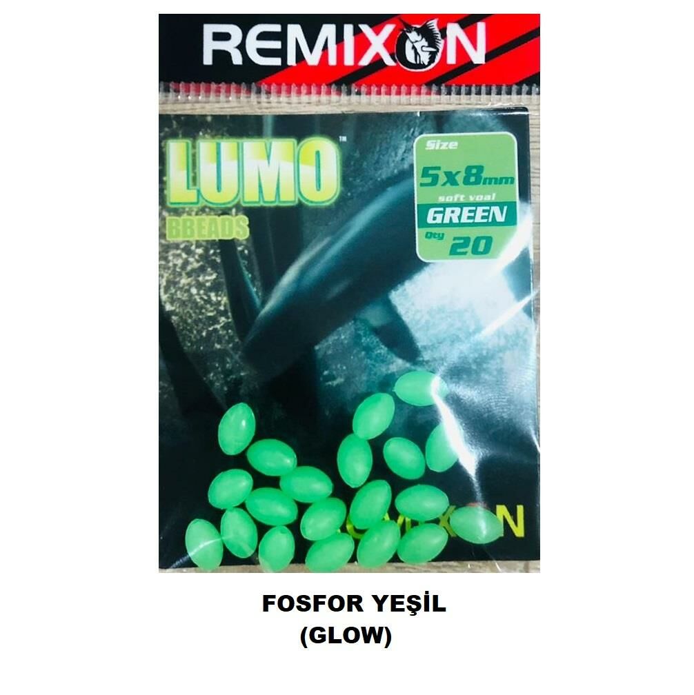 Remixon 5x8 mm Yumuşak Boncuk Fosfor Yeşil (20'li Paket)