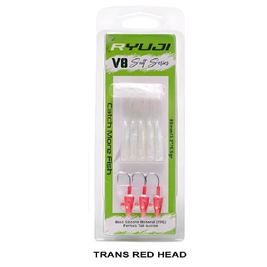 Ryuji V8 8cm 5.5gr Silikon Yem (3+5) Trans Red Head