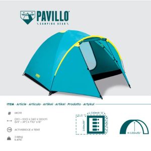 Pavillo 68091 Activeridge 4 Kişilik Kamp Çadırı (210*240*100cm)