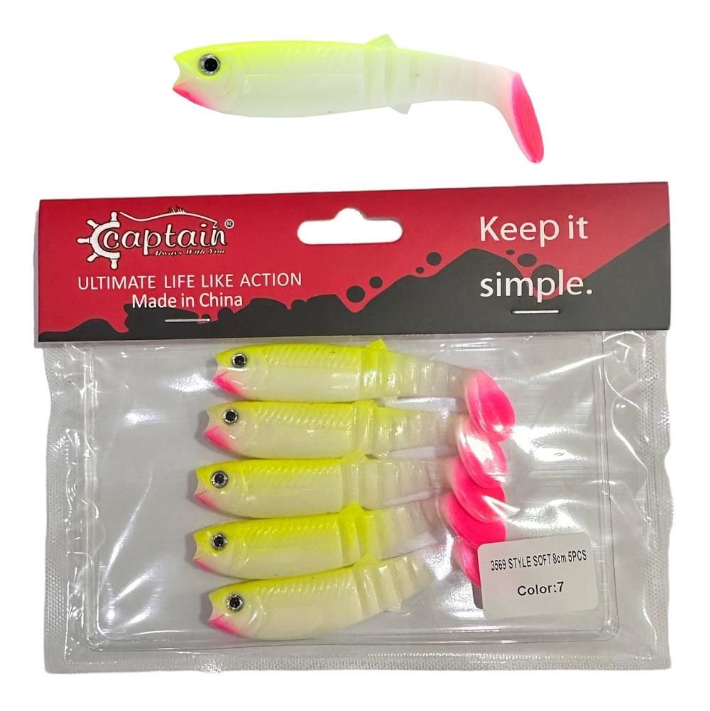 Captain 3569 Style Soft 8cm 5.5gr Silikon Yem Color:7 (5'li Paket)