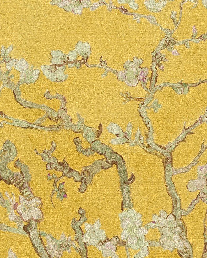 Van Gogh duvar kağıdı-17143-ithal-Hollanda-sarı dallı-doğal dokulu-eskitme-Rulo Ebatı: 10,05 x 0,53 m(5 mtr