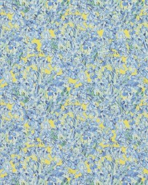Van Gogh duvar kağıdı 17150-sarı zemin-mavi-gül-dallı-desenli-dalgalı-doğal