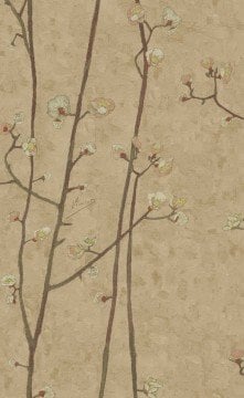 İthal Hollanda BN Van Gogh duvar kağıdı 220026-kahve-bej dallı-desenli-modelli-dokulu- eskitme-Non woven tabanlı,Rulo Ebatı: 10,05 x 0,53 m