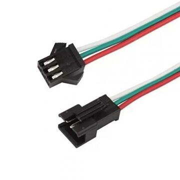 3 Pin Dişi-Erkek Jst Soket Seti 20cm Kablolu 24 Awg - 2.54 mm