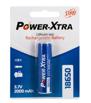 Power-Xtra 3.7v 18650 2000mah Li-İon Şarjlı Pil-Tekli Blister